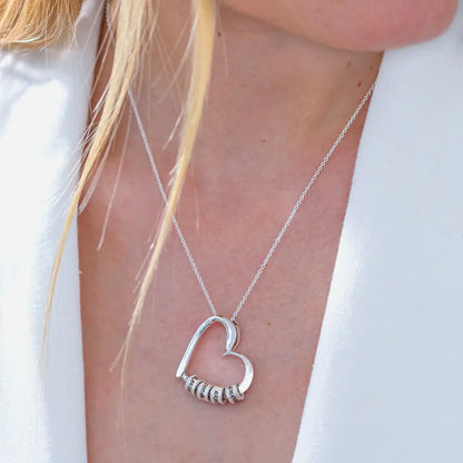 Custom Engraved Heart Necklace with Personalized Beads